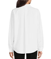 Calvin Klein Point Collar Long Sleeve High-Low Button Front Blouse