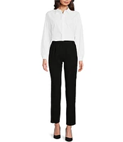 Calvin Klein Point Collar Long Sleeve High-Low Button Front Blouse