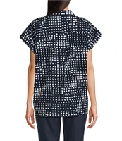 Calvin Klein Pont Collar Short Sleeve Button Front Top