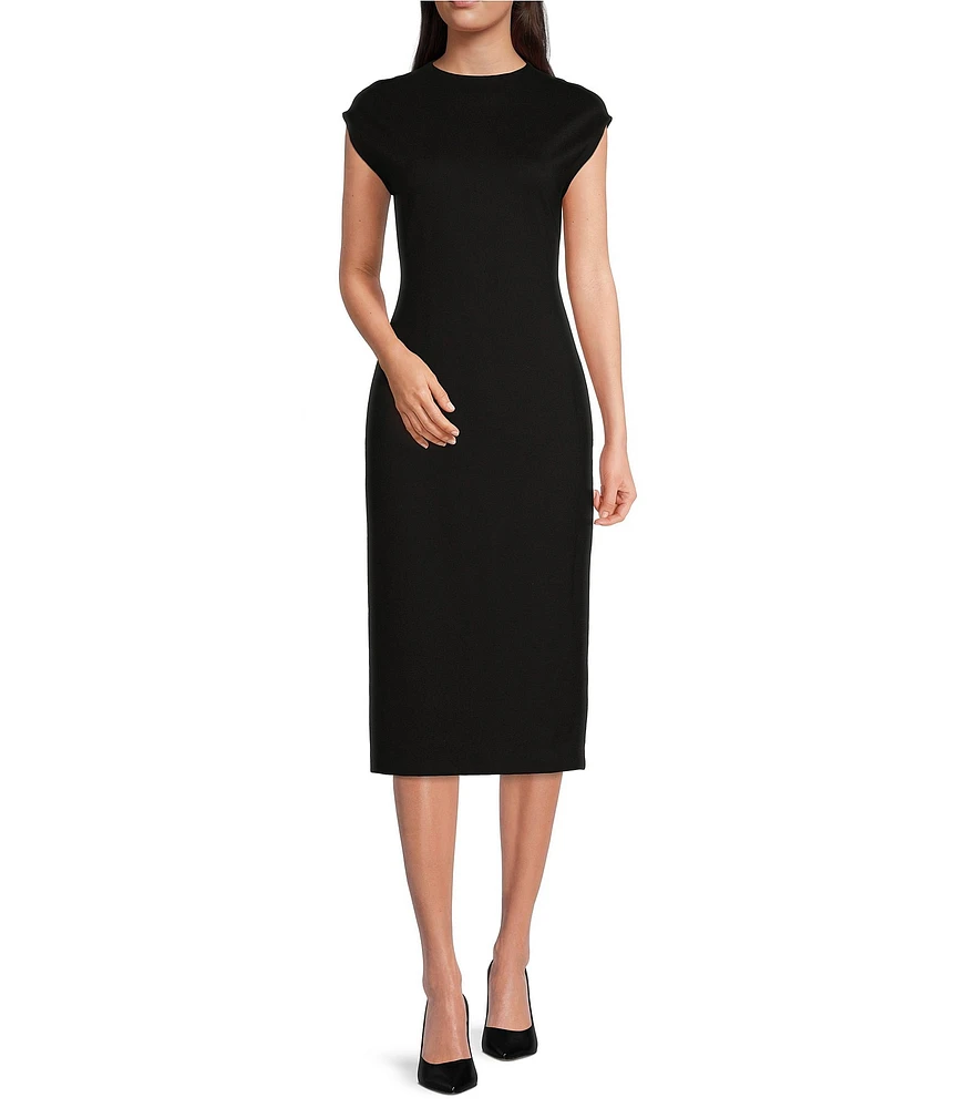 Calvin Klein Ponte Round Neck Cap Sleeve Sheath Dress