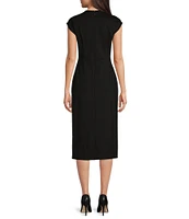 Calvin Klein Ponte Round Neck Cap Sleeve Sheath Dress