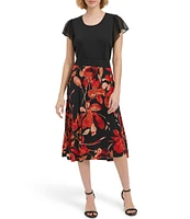 Calvin Klein Printed A Line Midi Skirt