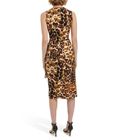 Calvin Klein Printed Crew Neckline Sleeveless Midi Wrap Dress