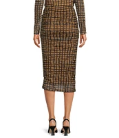 Calvin Klein Printed Mesh Ruched Sheath Coordinating Skirt