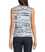 Calvin Klein Printed Sleeveless Pleat Neck Cami