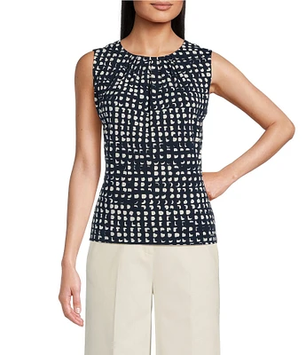 Calvin Klein Printed Sleeveless Pleat Neck Cami