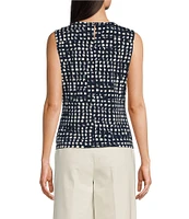 Calvin Klein Printed Sleeveless Pleat Neck Cami