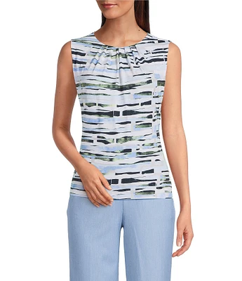 Calvin Klein Printed Sleeveless Pleat Neck Cami