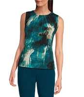 Calvin Klein Printed Sleeveless Pleat Round Neck Cami