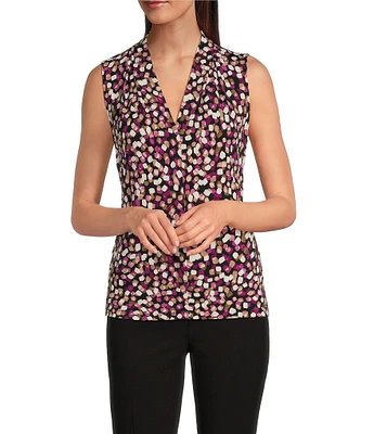 Calvin Klein Abstract Printed V-Neck Sleeveless Top