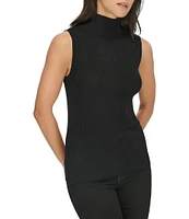 Calvin Klein Rib Knit Turtleneck Sleeveless Tank