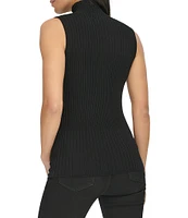 Calvin Klein Rib Knit Turtleneck Sleeveless Tank