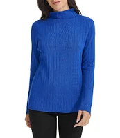 Calvin Klein Ribbed Knit Mock Neck Long Sleeve Top