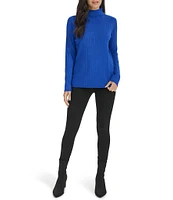 Calvin Klein Ribbed Knit Mock Neck Long Sleeve Top