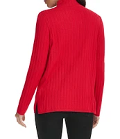 Calvin Klein Ribbed Knit Mock Neck Long Sleeve Top