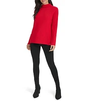 Calvin Klein Ribbed Knit Mock Neck Long Sleeve Top