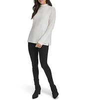 Calvin Klein Ribbed Knit Mock Neck Long Sleeve Top