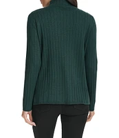 Calvin Klein Ribbed Knit Mock Neck Long Sleeve Top