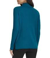 Calvin Klein Ribbed Knit Mock Neck Long Sleeve Top