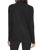 Calvin Klein Ribbed Knit Mock Neck Long Sleeve Top