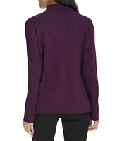 Calvin Klein Ribbed Knit Mock Neck Long Sleeve Top