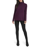 Calvin Klein Ribbed Knit Mock Neck Long Sleeve Top