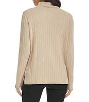 Calvin Klein Ribbed Knit Mock Neck Long Sleeve Top