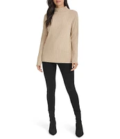 Calvin Klein Ribbed Knit Mock Neck Long Sleeve Top