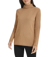 Calvin Klein Ribbed Knit Mock Neck Long Sleeve Top