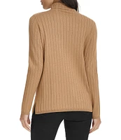 Calvin Klein Ribbed Knit Mock Neck Long Sleeve Top