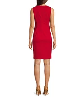 Calvin Klein Round Neck Sleeveless Ruched Waist Dress