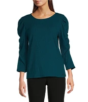 Calvin Klein Ruched 3/4 Sleeve Crew Neck Top