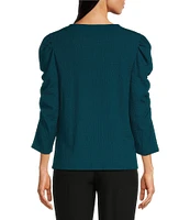 Calvin Klein Ruched 3/4 Sleeve Crew Neck Top