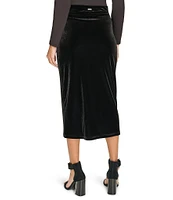 Calvin Klein Ruched Velvet Pencil Midi Skirt