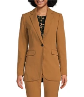 Calvin Klein Scuba Crepe Notch Lapel Long Sleeve 1-Button Blazer