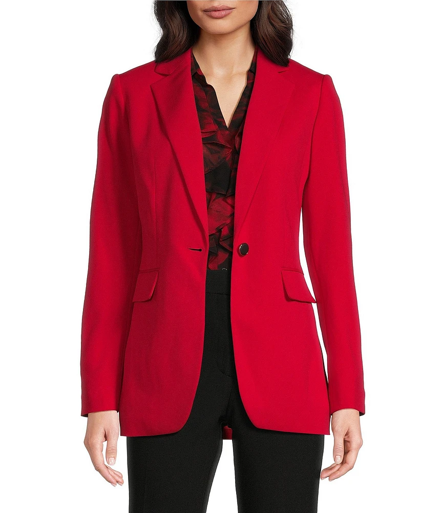 Calvin Klein Scuba Crepe Notch Lapel Long Sleeve One-Button Jacket