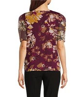 Calvin Klein Short Puff Sleeve V-Neck Blouse