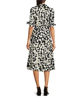 Calvin Klein Short Sleeve Belted Floral Shirt Dress
