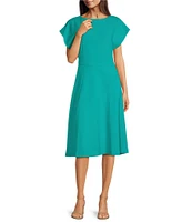 Calvin Klein Short Sleeve Boat Neck Scuba Crepe Dress