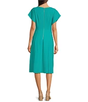Calvin Klein Short Sleeve Boat Neck Scuba Crepe Dress