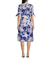 Calvin Klein Short Sleeve Button Front Floral Shirt Dress