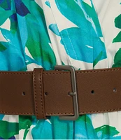 Calvin Klein Short Sleeve Floral V-Neck Belted Midi Dress