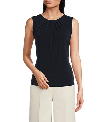 Calvin Klein Sleeveless Round Pleat Neck Cami