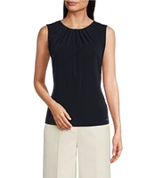 Calvin Klein Sleeveless Round Pleat Neck Cami