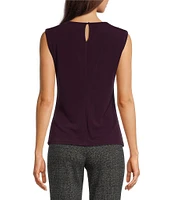 Calvin Klein Sleeveless Pleat Neck Tank