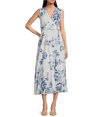 Calvin Klein Sleeveless V-Neck A-Line Midi Dress