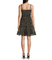 Calvin Klein Sleeveless V-Neck Sequin Mesh Short A-Line Dress