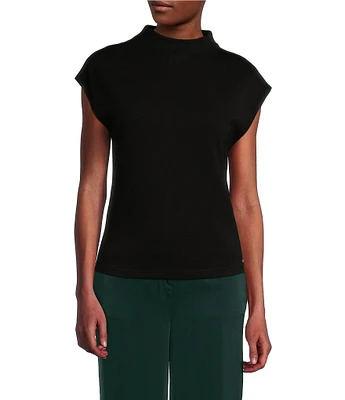 Calvin Klein Soft Knit Mock Neck Cap Sleeve Top