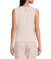 Calvin Klein Solid Knit Pleated Crew Neck Sleeveless Cami Top