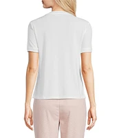 Calvin Klein Solid Knit Square Neck Short Sleeve Top